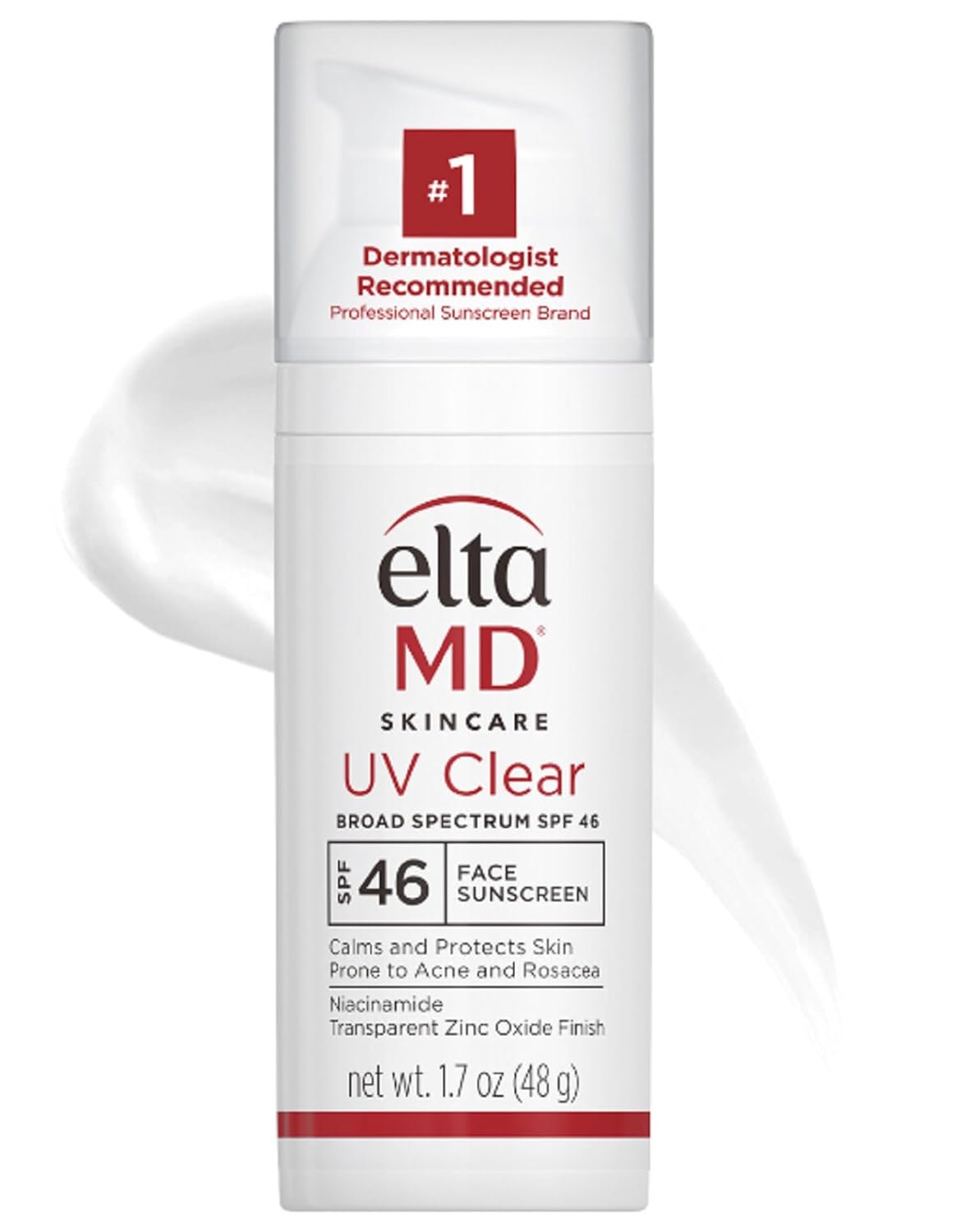 EltaMD UV Clear Face Sunscreen, SPF 46 Oil Free Sunscreen with Zinc Oxide, Protects and Calms Sensitive Skin and Acne-Prone Skin, Lightweight_